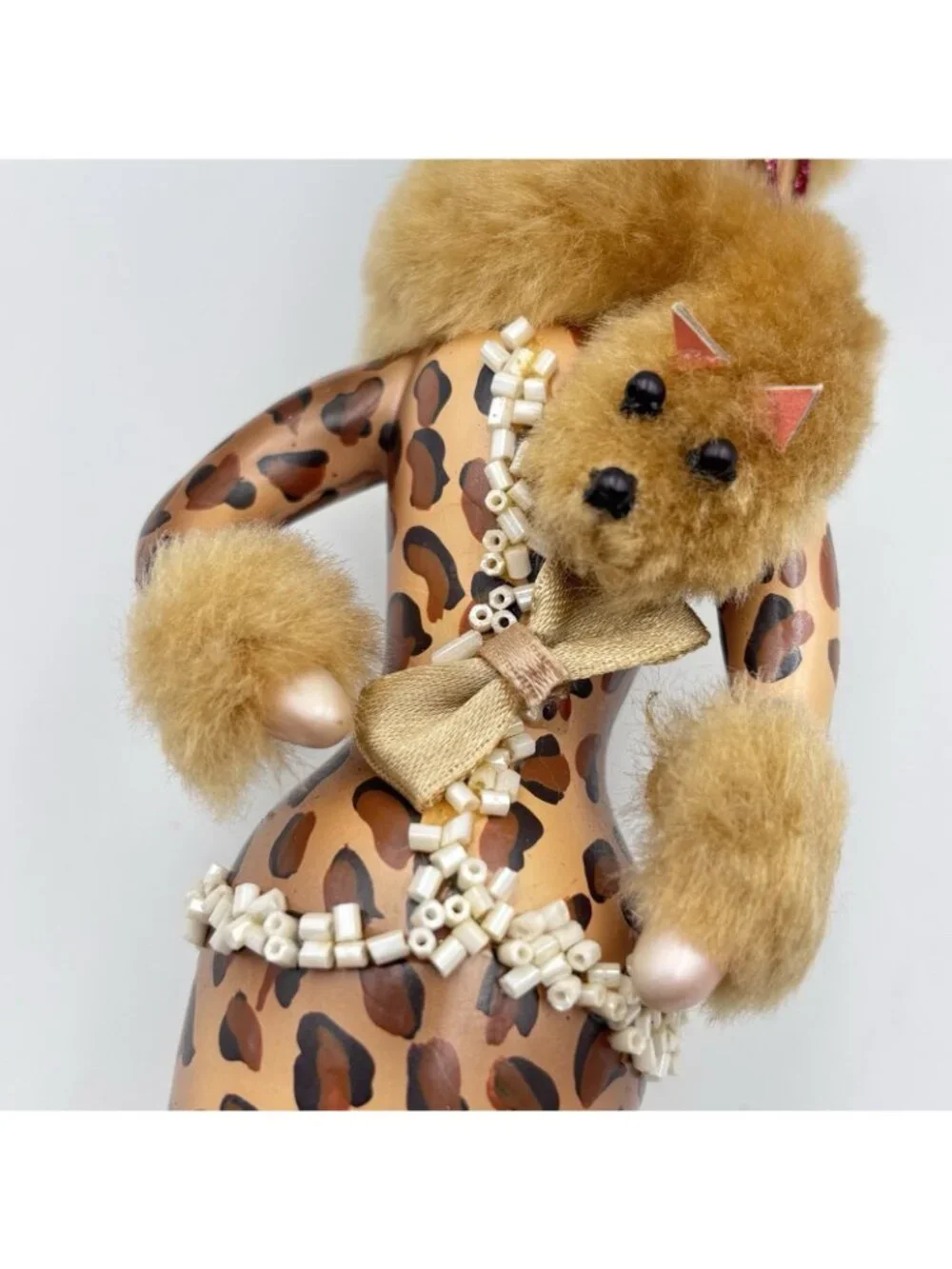 Ladies With Elegance Fashionista Glass Ornament Leopard Dress Hat Fox Stole 7”